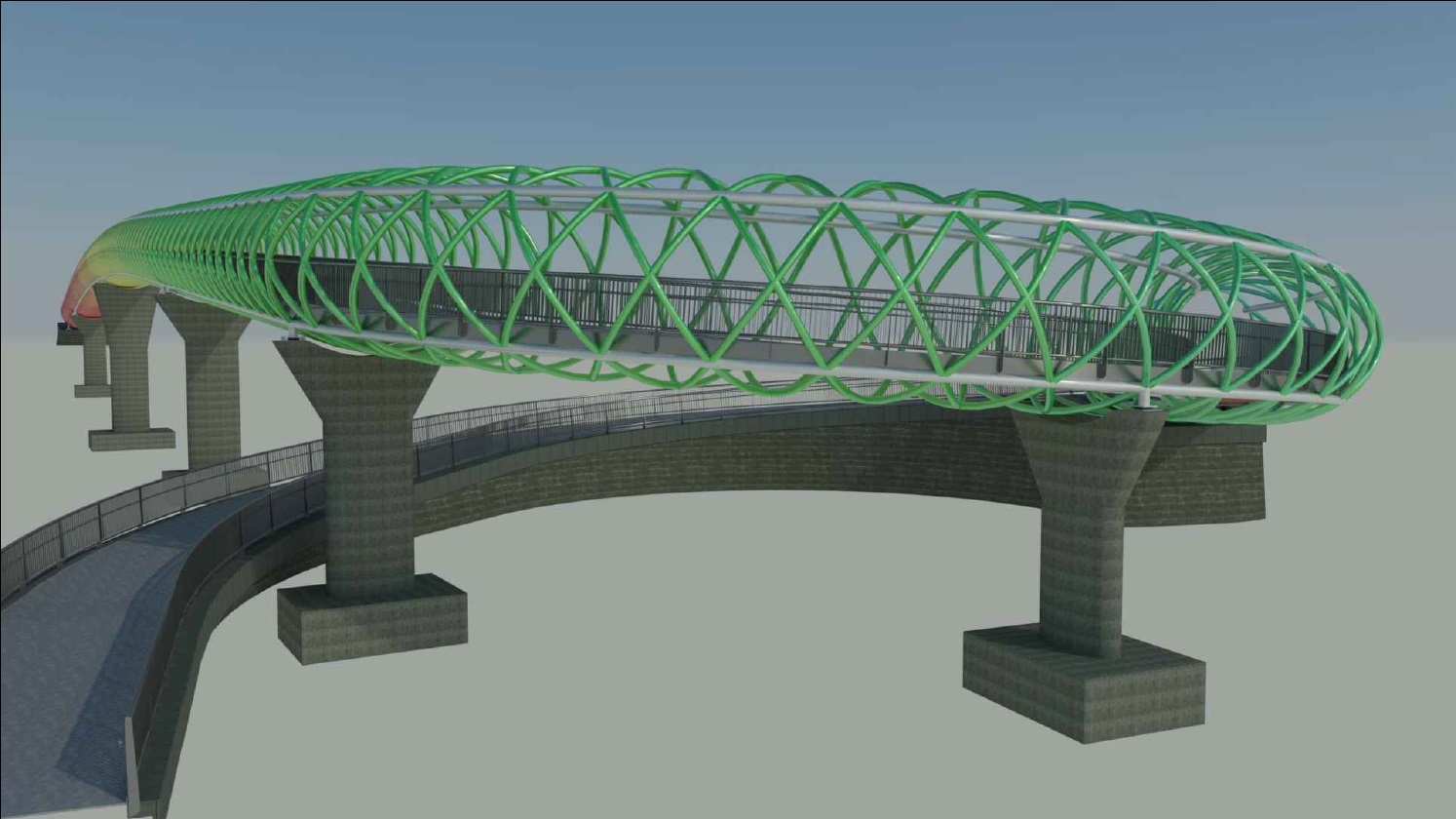 Recreación del proyecto de pasarela peatonal que conectará Butarque y San Cristóbal de los Ángeles 